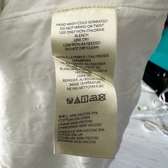 Free People Wildflower Embroidered Linen Blend Mini Dress Size Medium - Picture 9 of 12